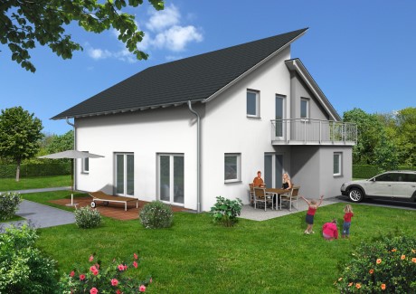 Holzhaus mit Doppelpultdach